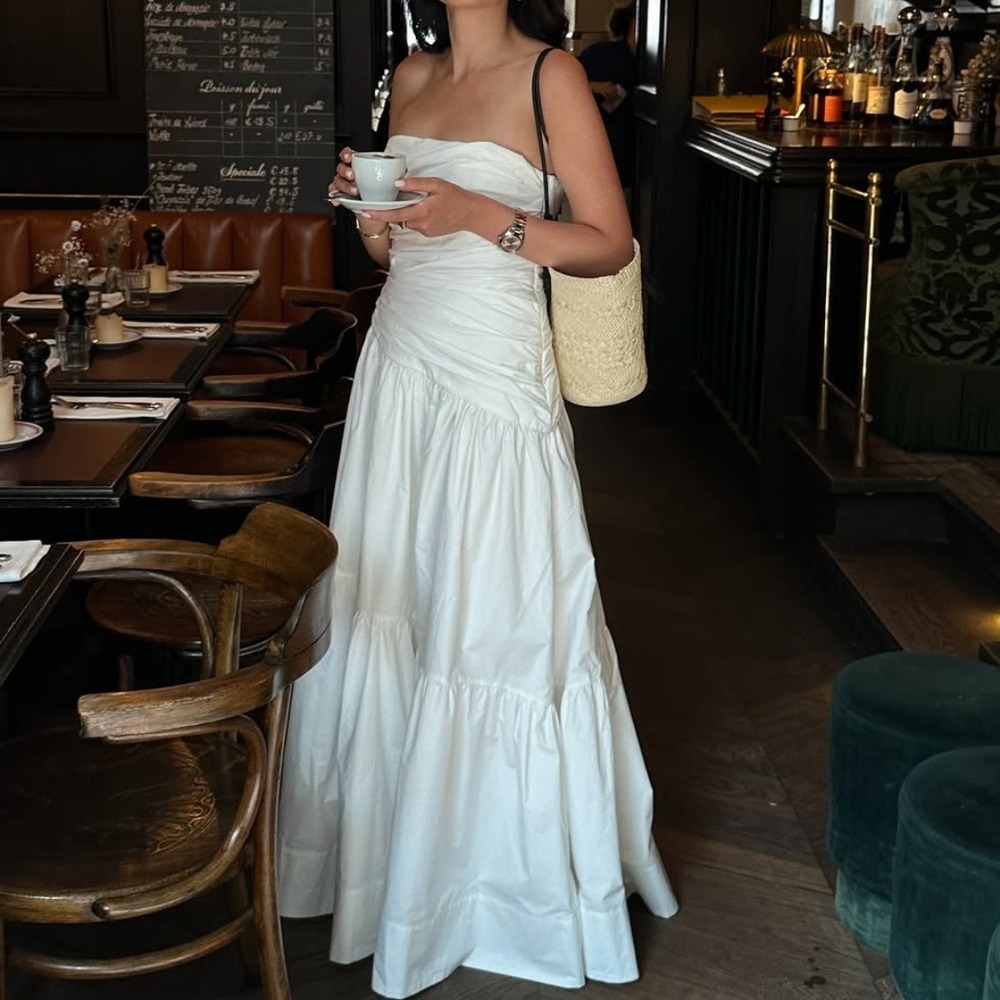 Shona Joy | NWT Maiori Strapless Tiered Maxi Long Formal Gown Dress, Ivory White